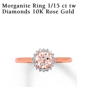 Morganite ring rose gold in a diamond setting